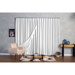 Cortina Microfibra Com Linho 2,80x1,80 Para Trilho Duplo branco