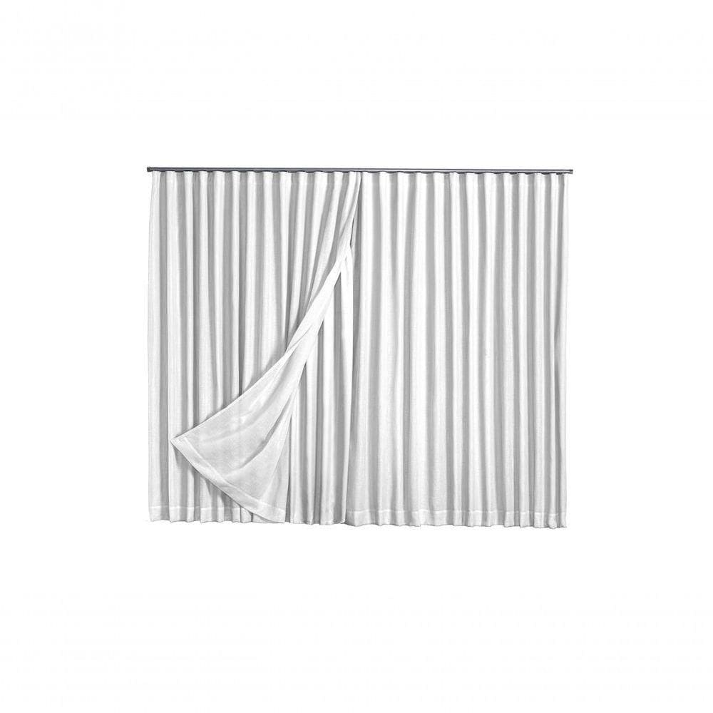 Cortina Microfibra Com Linho 6,00x2,30 Para Trilho Suíço branco