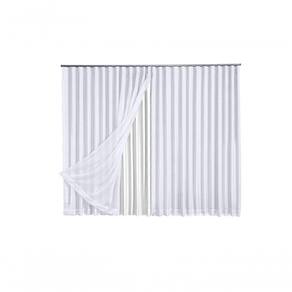 Cortina Microfibra Com Voil 2,80x1,80 Para Trilho Duplo branco