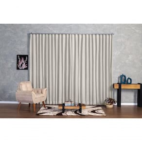 Cortina Microfibra Com Linho 4,00x2,50 Para Trilho Duplo palha