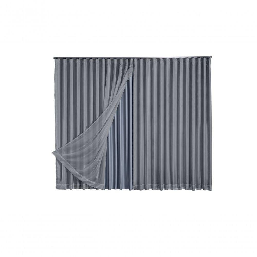 Cortina Blackout Com Voil 2,80x2,50 Para Trilho Suíço cinza