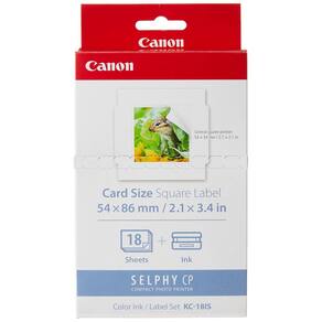 Adesivo Canon KC-18IS, tamanho de cartão, etiqueta quadrada, 18 folhas