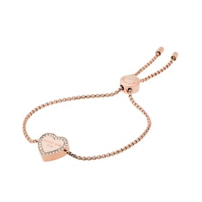 Pulseira Michael Kors em aço inoxidável com coração em ouro rosa para mulher