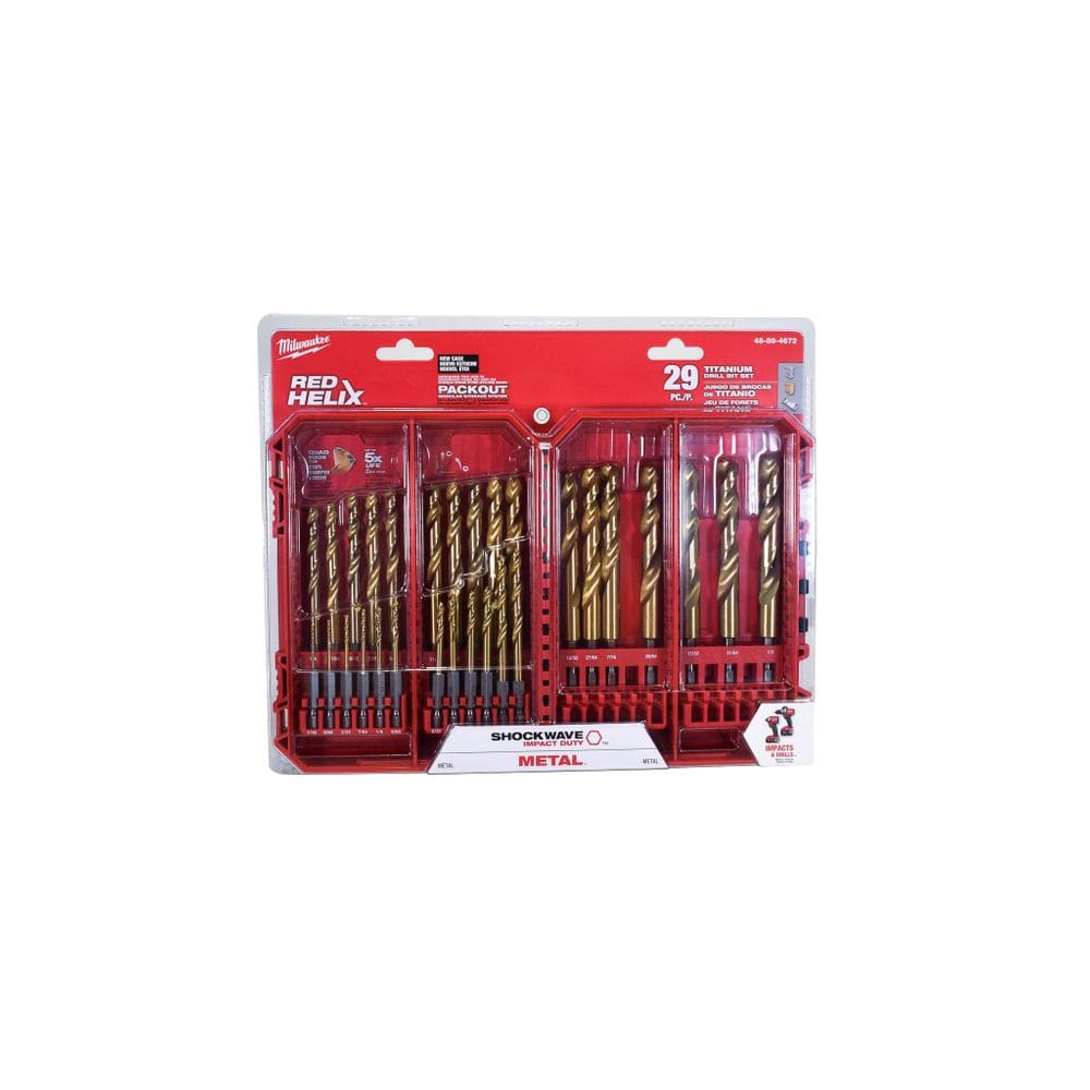 Conjunto de brocas Milwaukee 48-89-4672 Impact Duty Titanium 29 unidades