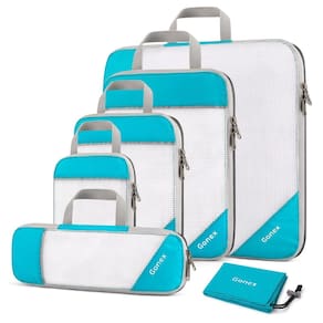 Cubos de embalagem de compressão Gonex L+M+S+XS+Slim+Saco de roupa azul