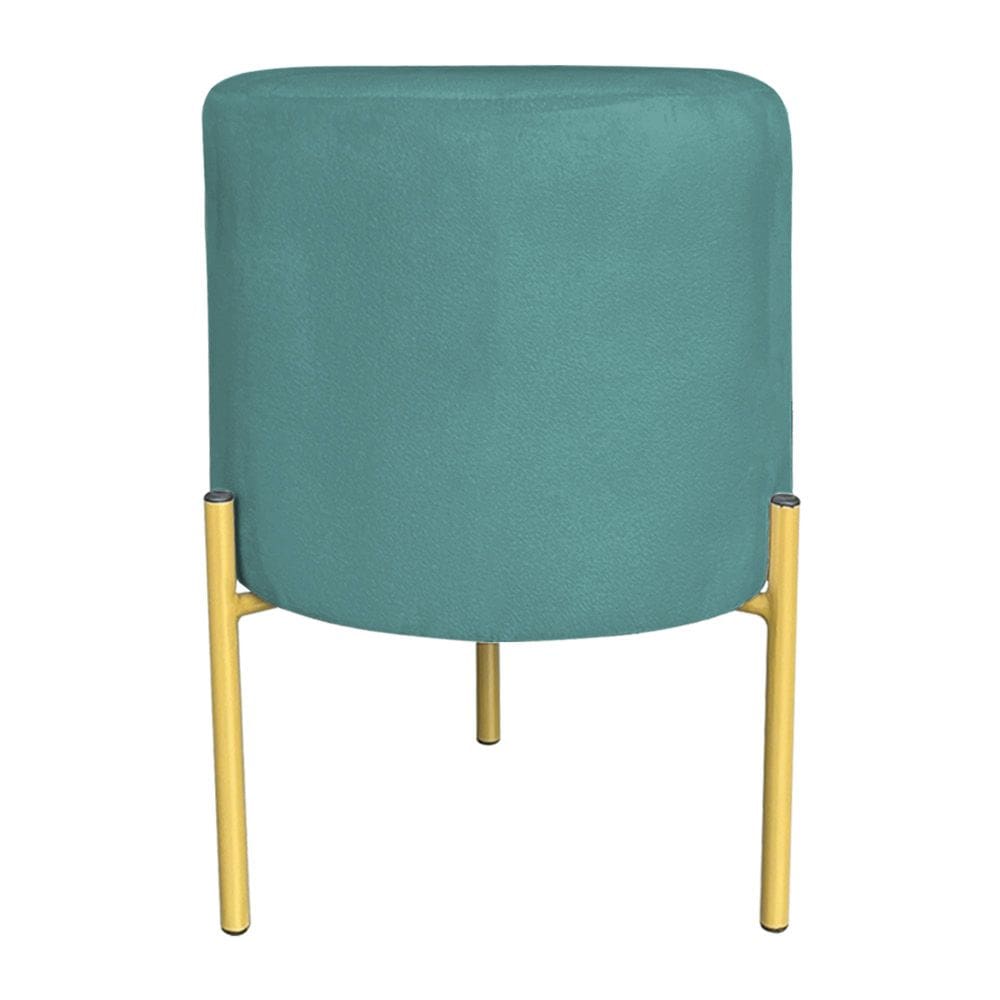 Puff Decorativo Soren Suede Azul Turquesa Pés de Ferro Dourado - Pallazio