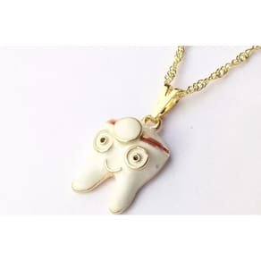 Colar Cordão Dente Dentista Odonto Folheado A Ouro 18k