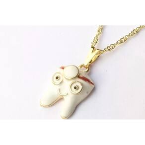 Colar Cordão Dente Dentista Odonto Folheado A Ouro 18k