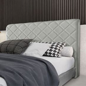 Cabeceira Cama Box Casal 1,40m Estofada Capri Veludo Cinza Claro
