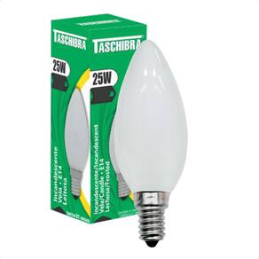 Kit 5 Lâmpadas Incandescente Taschibra Vela 25W E14 Leitosa 110V