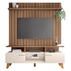 Rack Bancada Essenza e Painel Link 1.6 Off White Castanho – HB Móveis