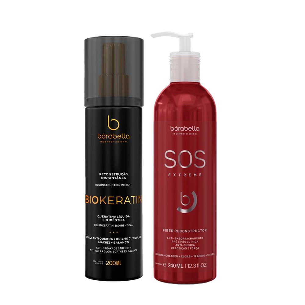Kit Bórabella BioKeratin Queratina 200ml e SOS Extreme 240ml