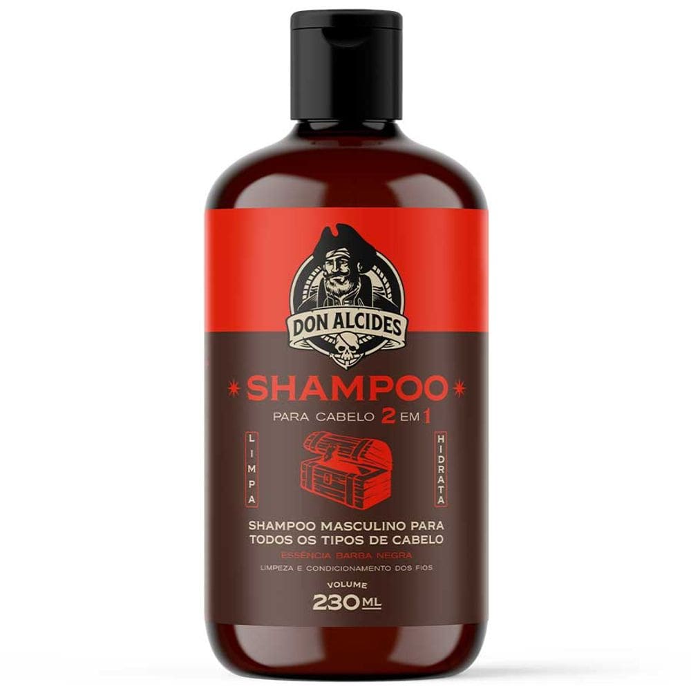 Shampoo Masculino Para Cabelo 2 em 1 - Barba Negra 230mL Don Alcides