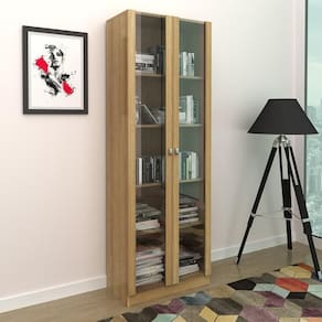 Armário para Escritório 02 Portas de Vidro ME4115 Amêndoa Tecnomobili