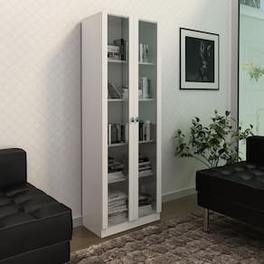Armário para Escritório 02 Portas de Vidro ME4115 Branco Tecnomobili