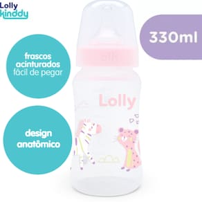 Mamadeira Big Zoo Bico Silicone Redondo Rosa Lolly 330ml