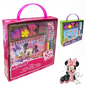 Livro Infantil Fun Box Stitch Minni com Acessórios Para Desenha e Colorir Livro Educativo