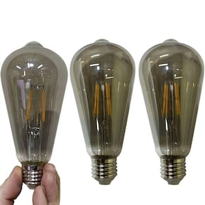 Lampada Led Multi Filamento 30w Fume Luz Kit 3 Uni Iluminaçao Casa Quarto Sala Garagem Branco Quente Decoraçao Vintage