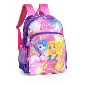 Mochila Costas Infantil Escolar Menina Barbie Unicórnio Roxo Rosa Fantasia Luxcel