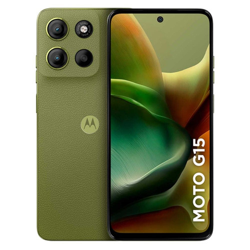 Smartphone Moto G15 256GB Verde Vegan Leather Tela 6.7 Câmera Dupla 50MP Selfie 8MP Dual Chip Android 15 Motorola