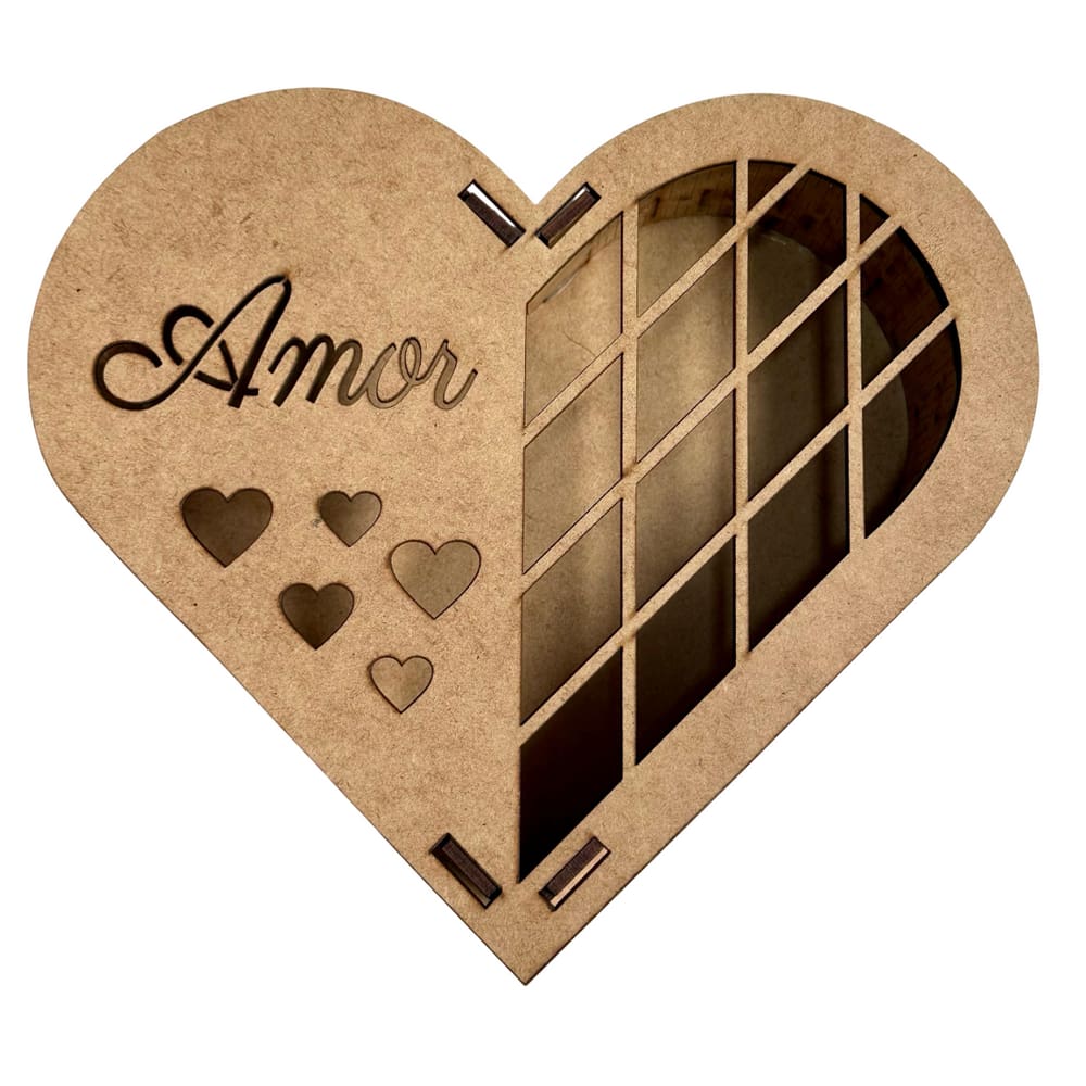 Caixa Presente Decorativa Coração Amor Grande Mdf Romantico