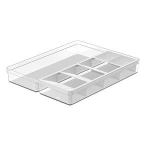 Organizador De Talheres E Utensilios Clear Branco Fechado
