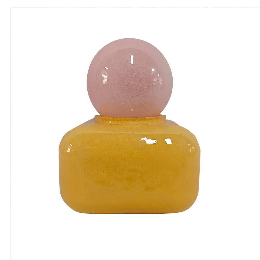 Garrafa Decorativa de Vidro Rosa e Amarelo 12,5cm BX0015 BTC