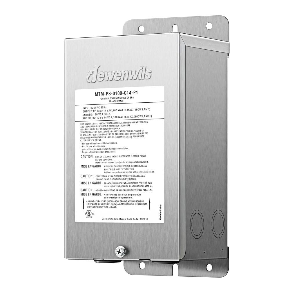 Transformador de luz de piscina DEWENWILS 100W 120V AC a 12V/13V/14V