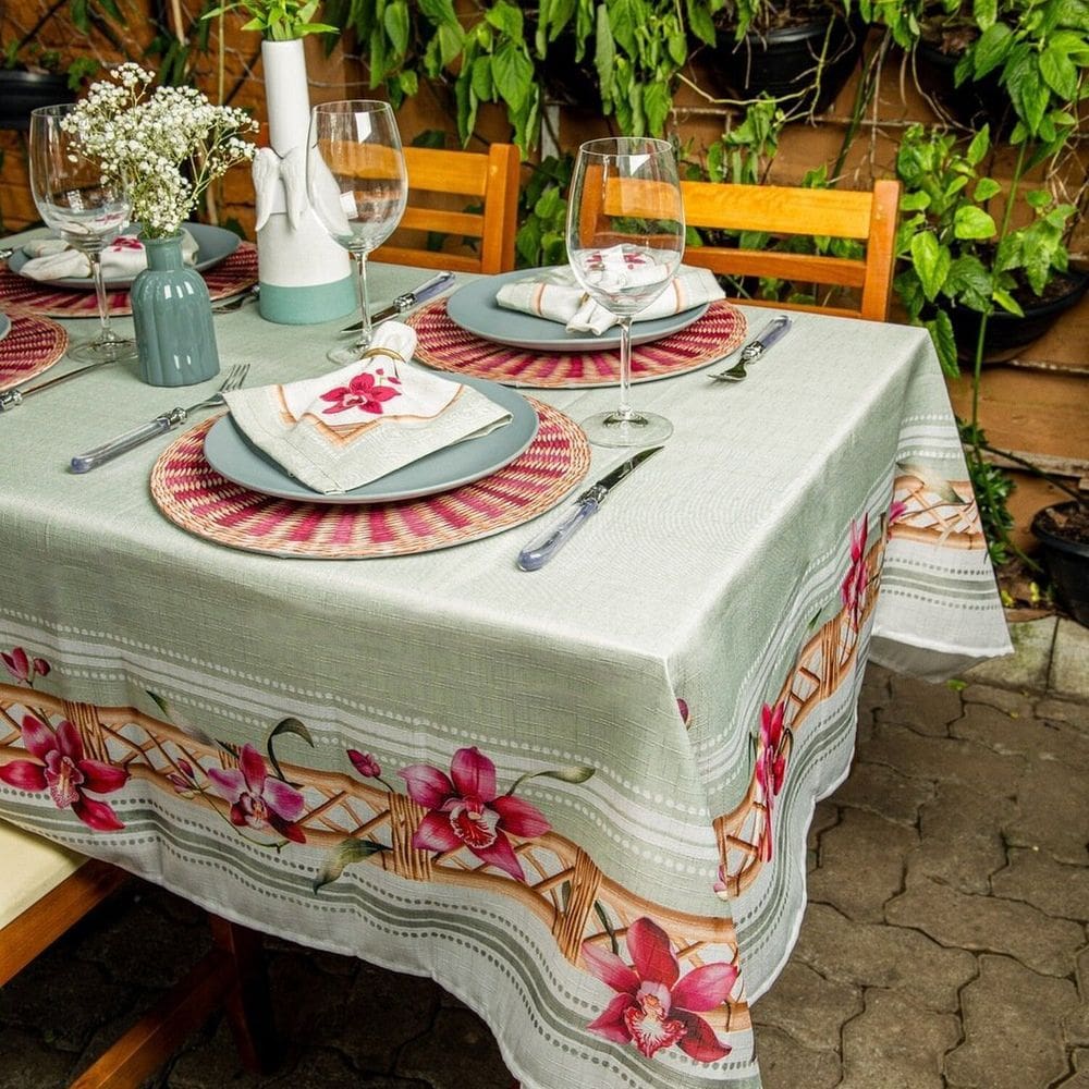 Toalha de Mesa Retangular 6 Lugares 140x220cm Orquídea