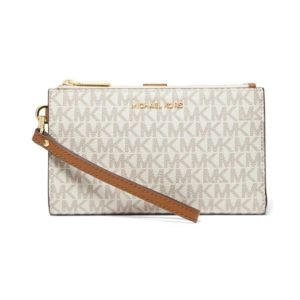 Pulseira Michael Kors Jet Set com zíper duplo em tela de baunilha