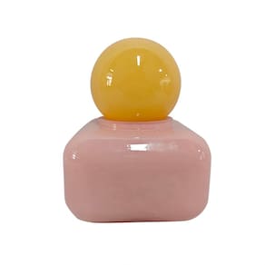 Garrafa Decorativa de Vidro Amarelo e Rosa 12,5cm BX0016 BTC