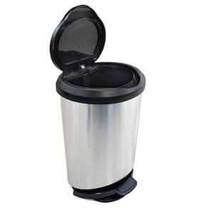 Lixeira com Pedal Borda Trava Saco Label Inox 45 Litros Arqplast
