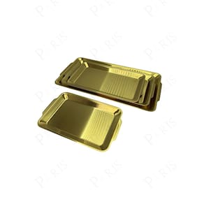 Conjunto 4 Bandejas Decorativas em Metal Dourado NK0211 BTC