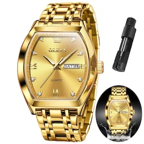 Relógio OLEVS Gold Square Face resistente à água para homens