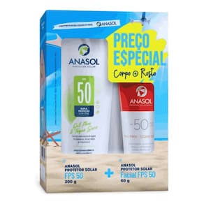 Anasol Kit Protetor Solar FPS 50 200g + Protetor Solar Facial FPS 50 60g - 7897230302751