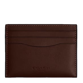 Estojo para cartões Coach masculino plano em couro de seixo polido