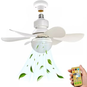 Ventilador Lampada De Teto Silencioso E27 Controle 6 Helices Iluminaçao Dimerizavel Verao