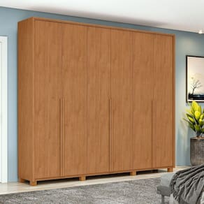 Guarda-roupa 6 Portas 4 Gavetas 100% Mdf com Pés Style Amêndoa Clean