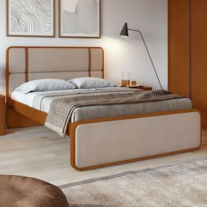 Cama Casal Queen 160cm Leder 171cm X 207cm X 120cm Frassino/Bege