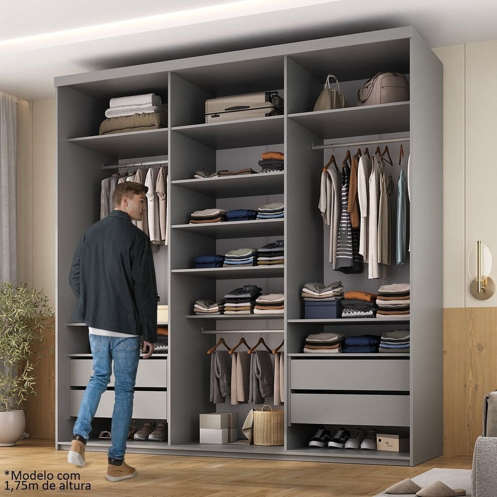 Closet Casal 100% Mdf 208cm 4 Gavetas | Casas Bahia