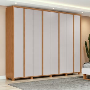 Guarda-roupa 8 Portas 6 Gavetas 100% Mdf com Pés Ergon Marrom/Bege