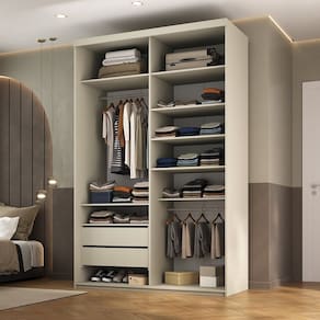 Closet Solteiro 100% Mdf 139,5cm 2 Gavetas Moutier Panna