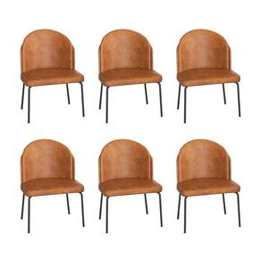 Conjunto 6 Cadeiras Oslo Tecido Ref E562 Preto/ Caramelo