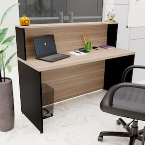 Balcão Atendimento Recepção Consultório 140x60cm Carvalho / Preto