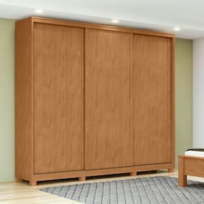 Guarda-roupa 3 Portas 4 Gavetas 100% Mdf com Pés Forma Marrom/Bege
