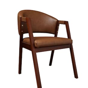 Cadeira para Sala de Jantar Ávila Sintético Marrom/Pinhão