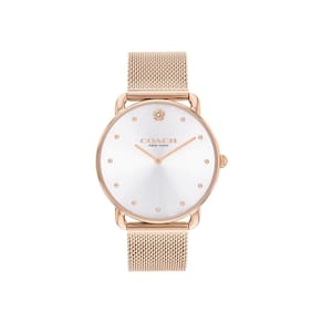 Relógio feminino elegante Coach Elliot em ouro rosa com pulseira de malha