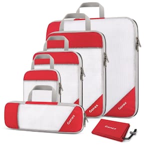 Cubos de embalagem de compressão Gonex L+M+S+XS+Slim+Saco de lavanderia vermelho