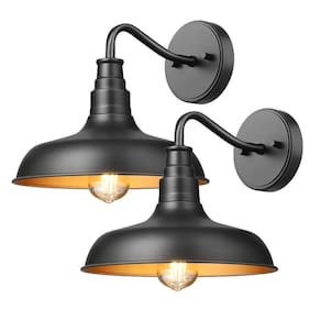 Luminária de parede externa DEWENWILS Gooseneck Barn Black, pacote com 2