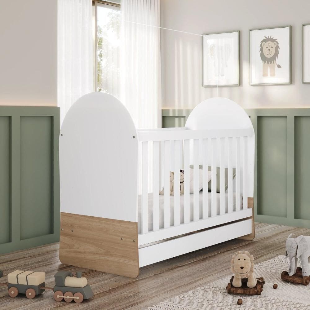 Berço Mini Cama 3 em 1 Mdf/mdp Magia Branco/Marrom